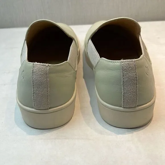 Spenco Parker Slip-On Shoes Leather Orthotic Sz 10D Oyster Lt Gray Stretch Panel - Picture 6 of 8